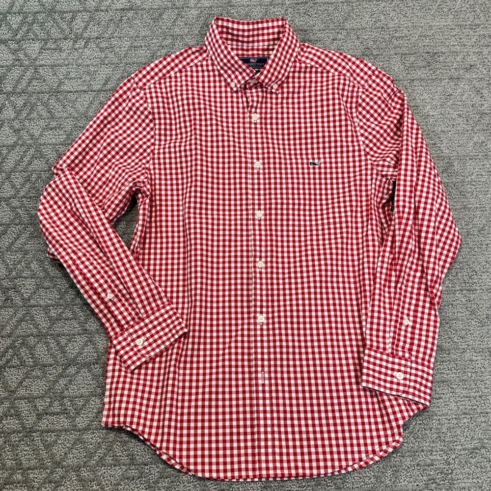 Vineyard Vines Mens Classic Fit Tucker Shirt‎ Gingham Red White Check M